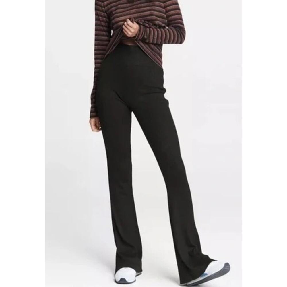 Rag & Bone Carrie Ribbed Lounge Flare Pants Size Small Black Cozy Quiet Luxury